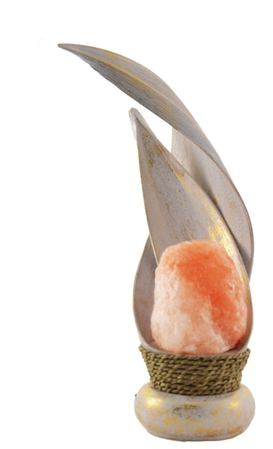 Lampada di Sale Rosa Himalayano – “Incrocio” con Foglie di Cocco