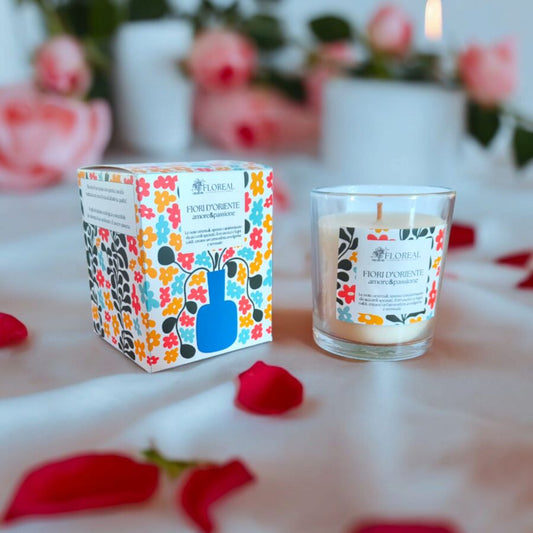 Candela in cera di soia Floreal - AMORE & PASSIONE (Fiori d'Oriente)