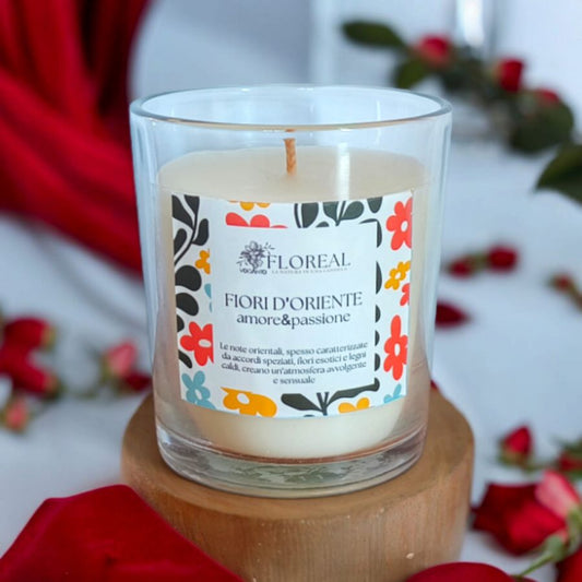 Candela in cera di soia Floreal - AMORE & PASSIONE (Fiori d'Oriente)