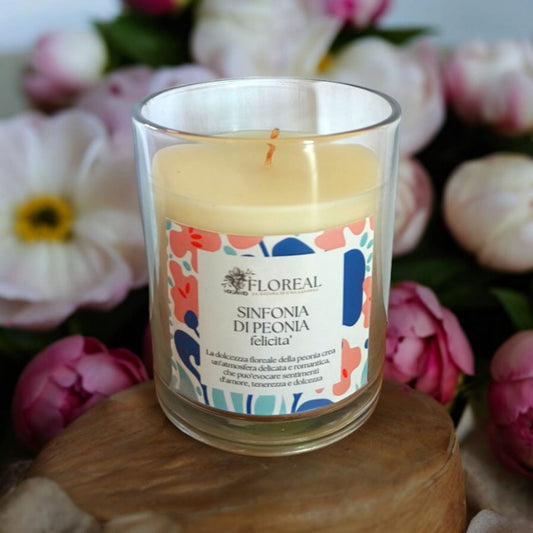 Candela in cera di soia Floreal - FELICITA' (Sinfonia di Peonia)