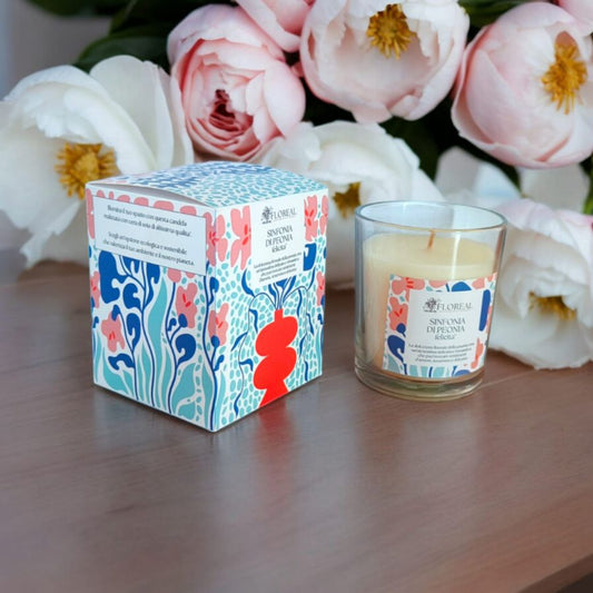 Candela in cera di soia Floreal - FELICITA' (Sinfonia di Peonia)