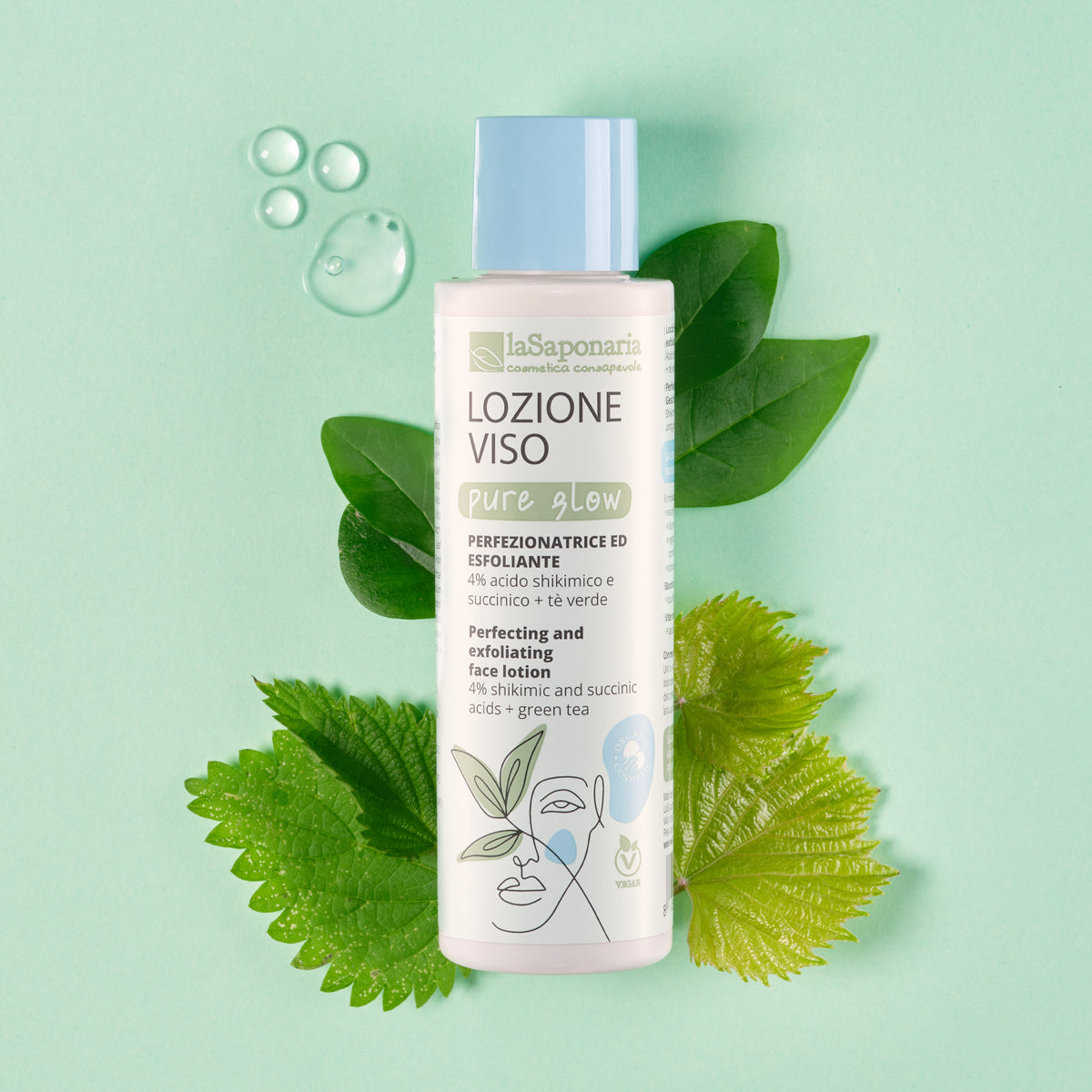 Lozione viso Pure Glow, Tonico esfoliante delicato - La Saponaria