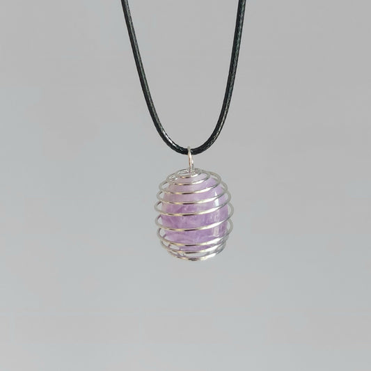 Collana con ciondolo gabbietta con ametista