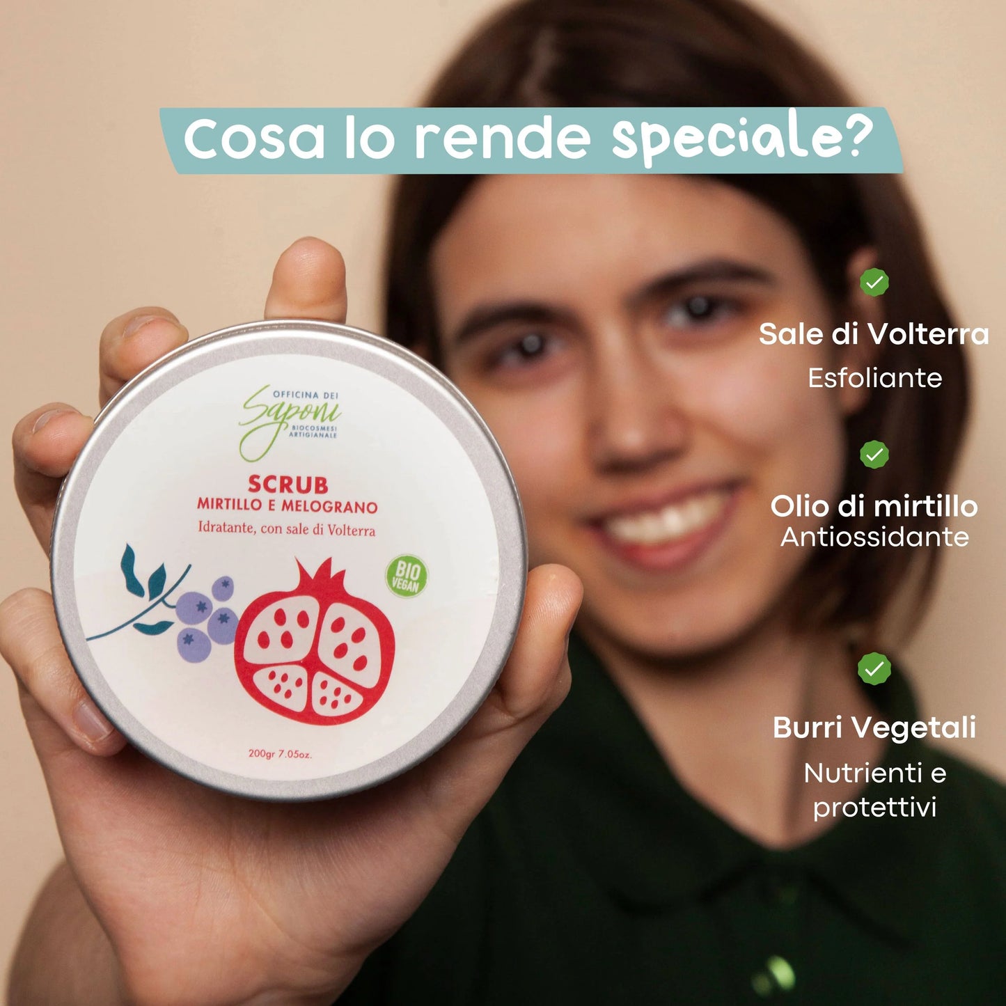 Scrub corpo biologico Mirtillo e Melograno - Officina dei Saponi