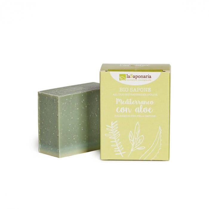 Sapone Solido Mediterraneo - Salvia, Menta e Rosmarino con Aloe - La Saponaria