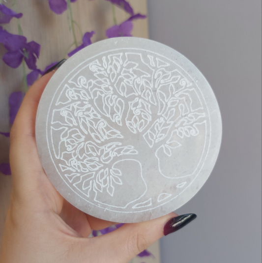 Piastra di ricarica in Selenite – Albero della Vita