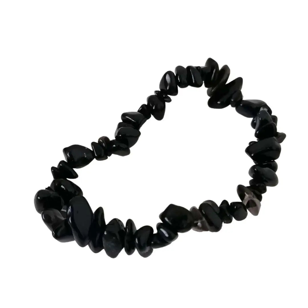 Bracciale elastico con chips di Ossidiana Nera