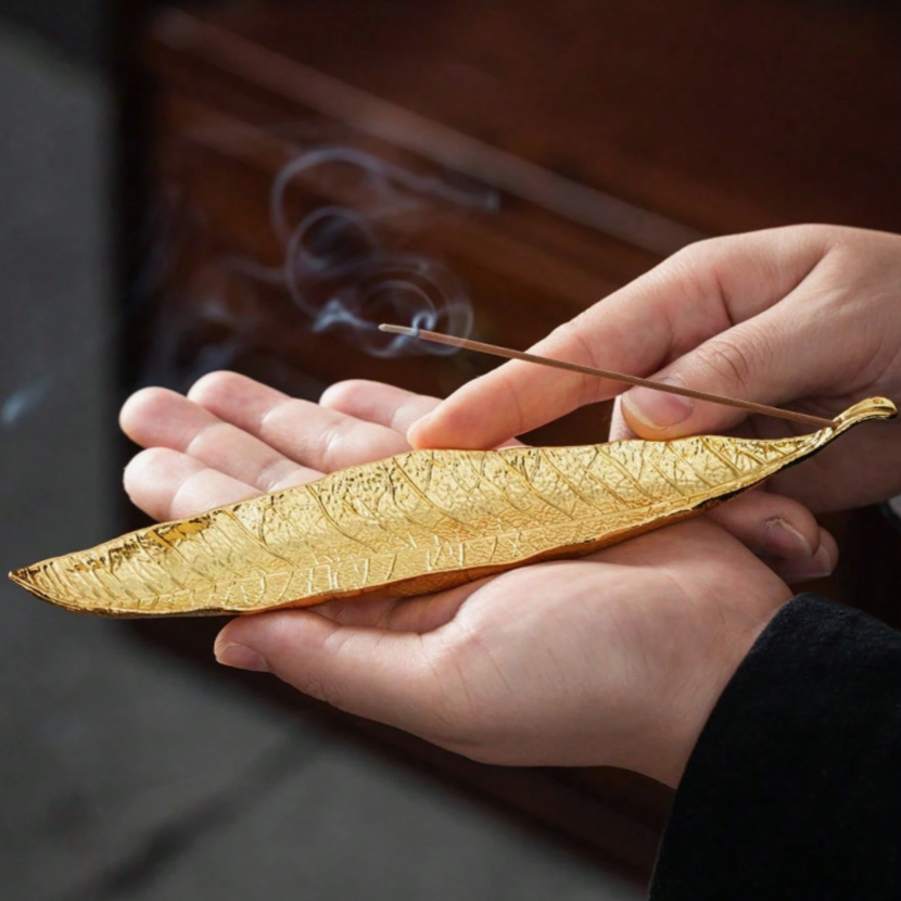 Bruciatore di incenso - Foglia Oro