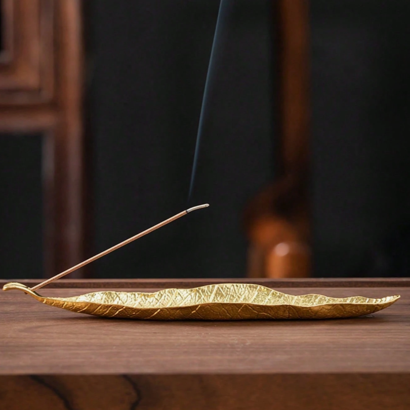 Bruciatore di incenso - Foglia Oro