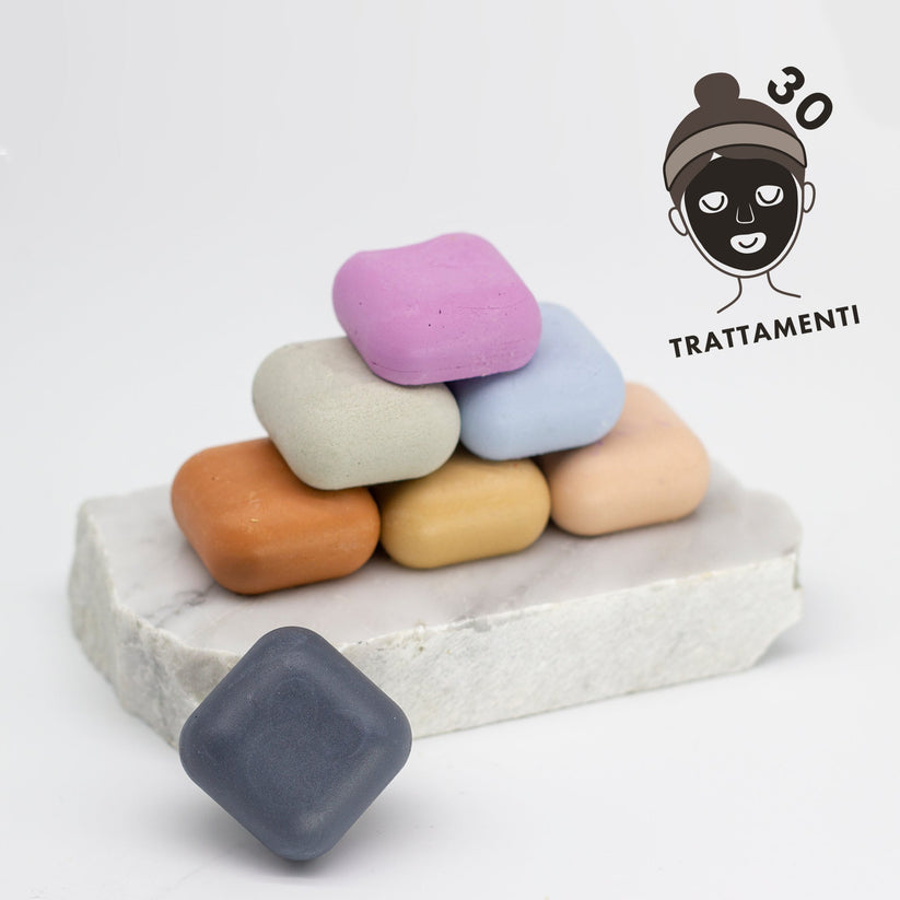 Maschera viso solida nutriente e idratante con argilla blu e olio EVO fermentato - Officina dei Saponi