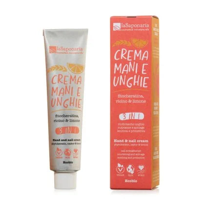 Crema mani e unghie 3 IN 1 La Saponaria - Fitocheratina, ricino & limone