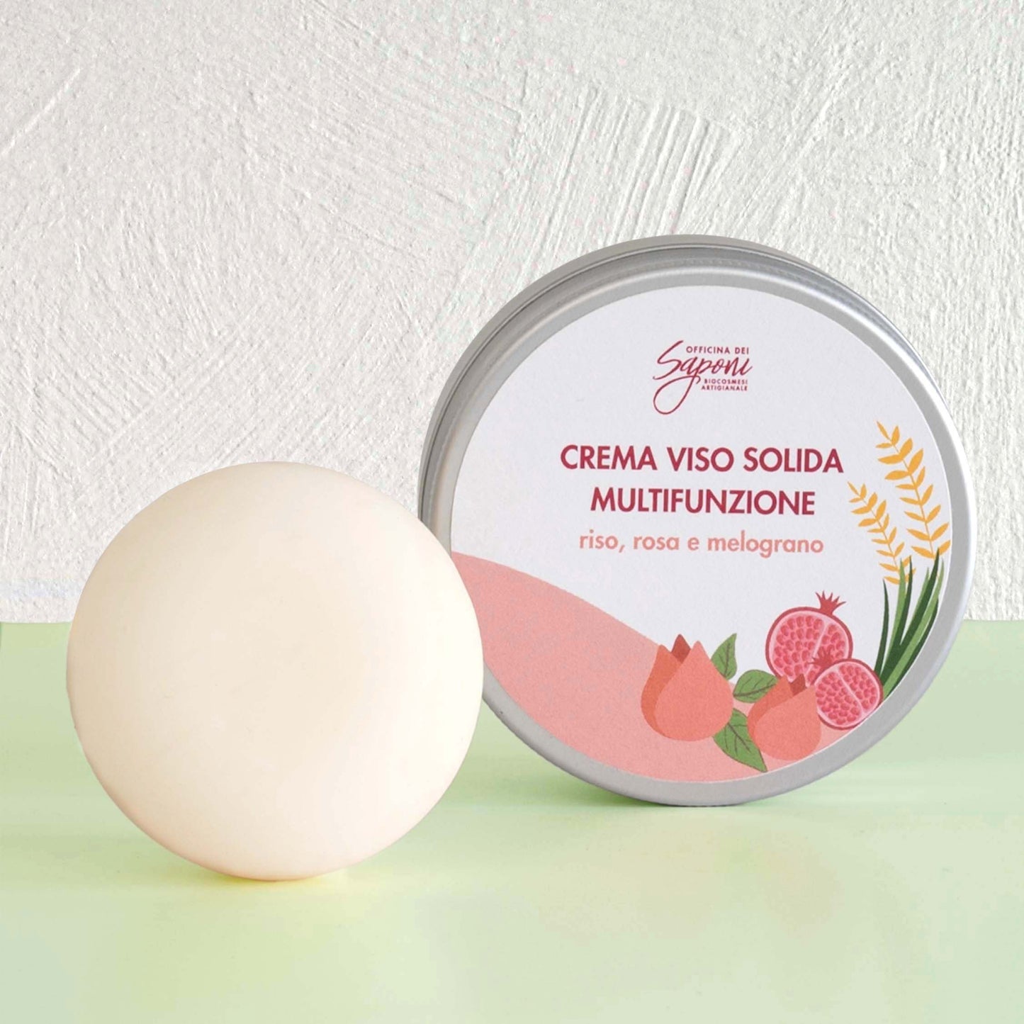 Crema viso Solida Multifunzione Riso Rosa e Melograno - Officina dei Saponi