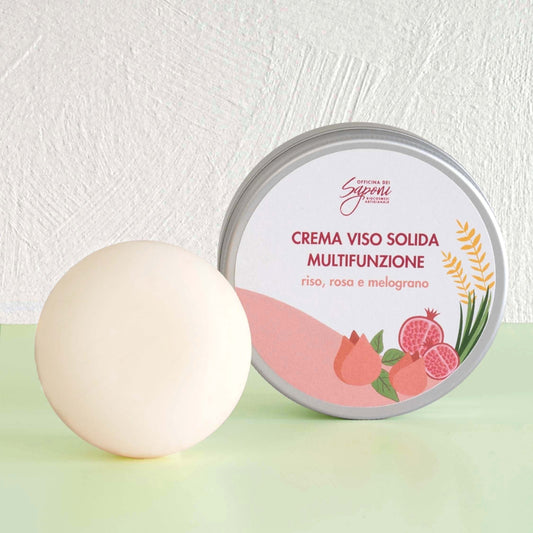 Crema viso Solida Multifunzione Riso Rosa e Melograno - Officina dei Saponi