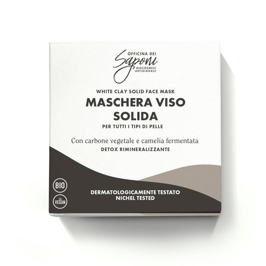Maschera viso solida detox con carbone vegetale e camelia fermentata - Officina dei Saponi