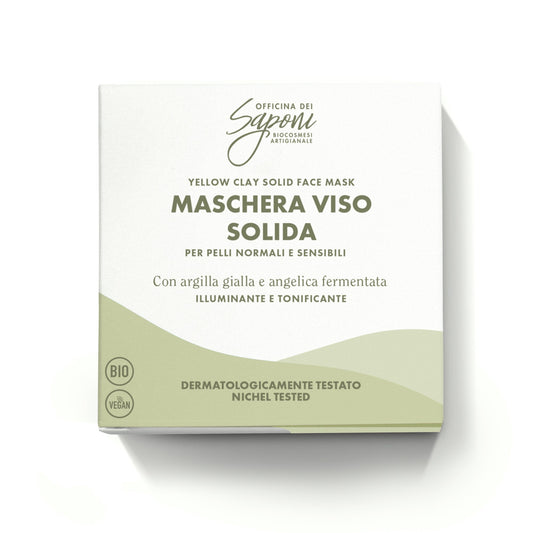 Maschera viso solida illuminante e tonificante con argilla gialla e olio di angelica fermentata - Officina dei Saponi