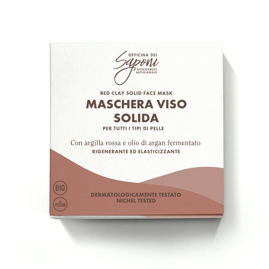 Maschera viso solida rigenerante ed elasticizzante con argilla rossa e olio di argan fermentato - Officina dei Saponi
