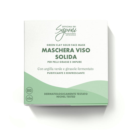 Maschera viso solida all'argilla verde purificante e rinfrescante - Officina dei Saponi