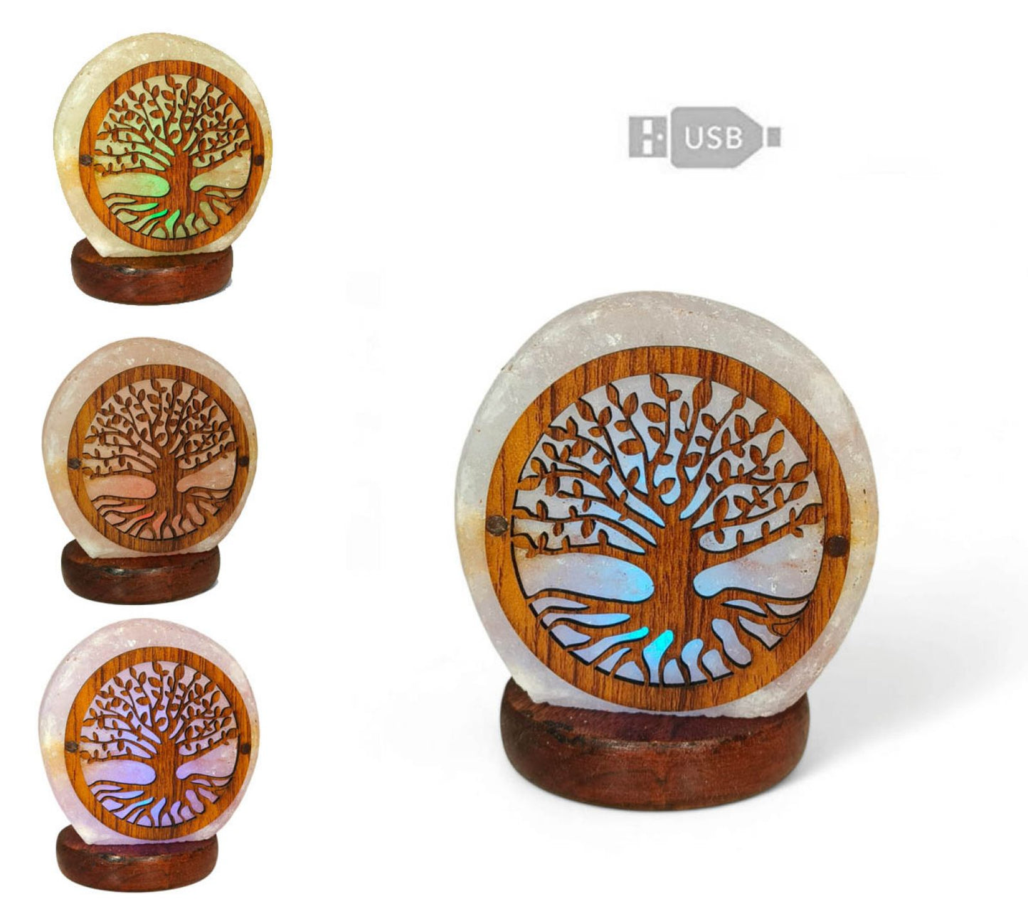 MINI Lampada di Sale con Albero della Vita - USB Led