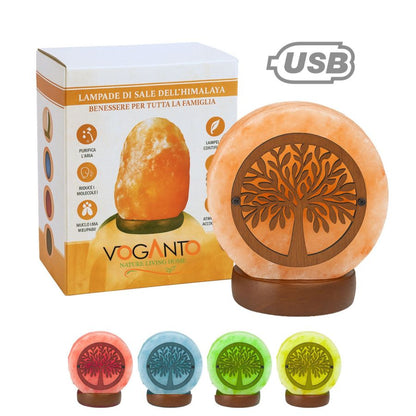 MINI Lampada di Sale con Albero della Vita - USB Led