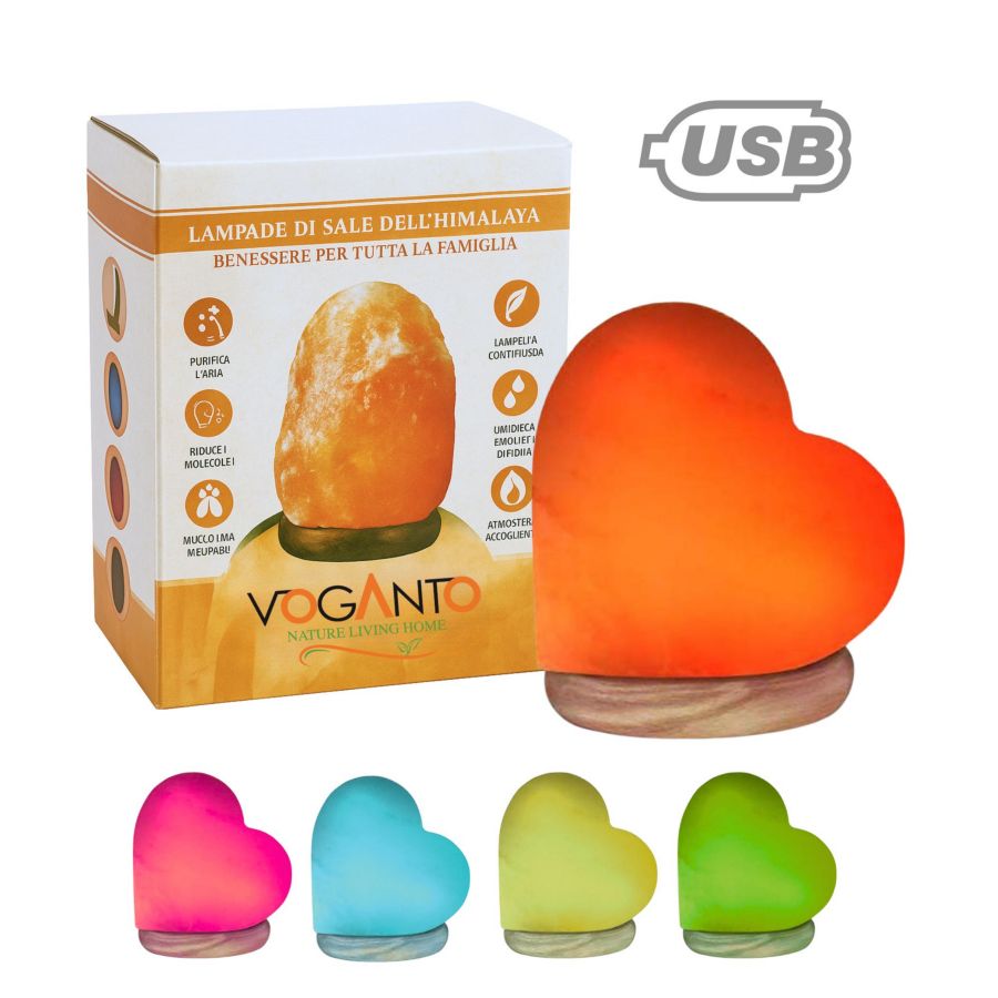 MINI Lampada di Sale a forma di cuore - USB Led
