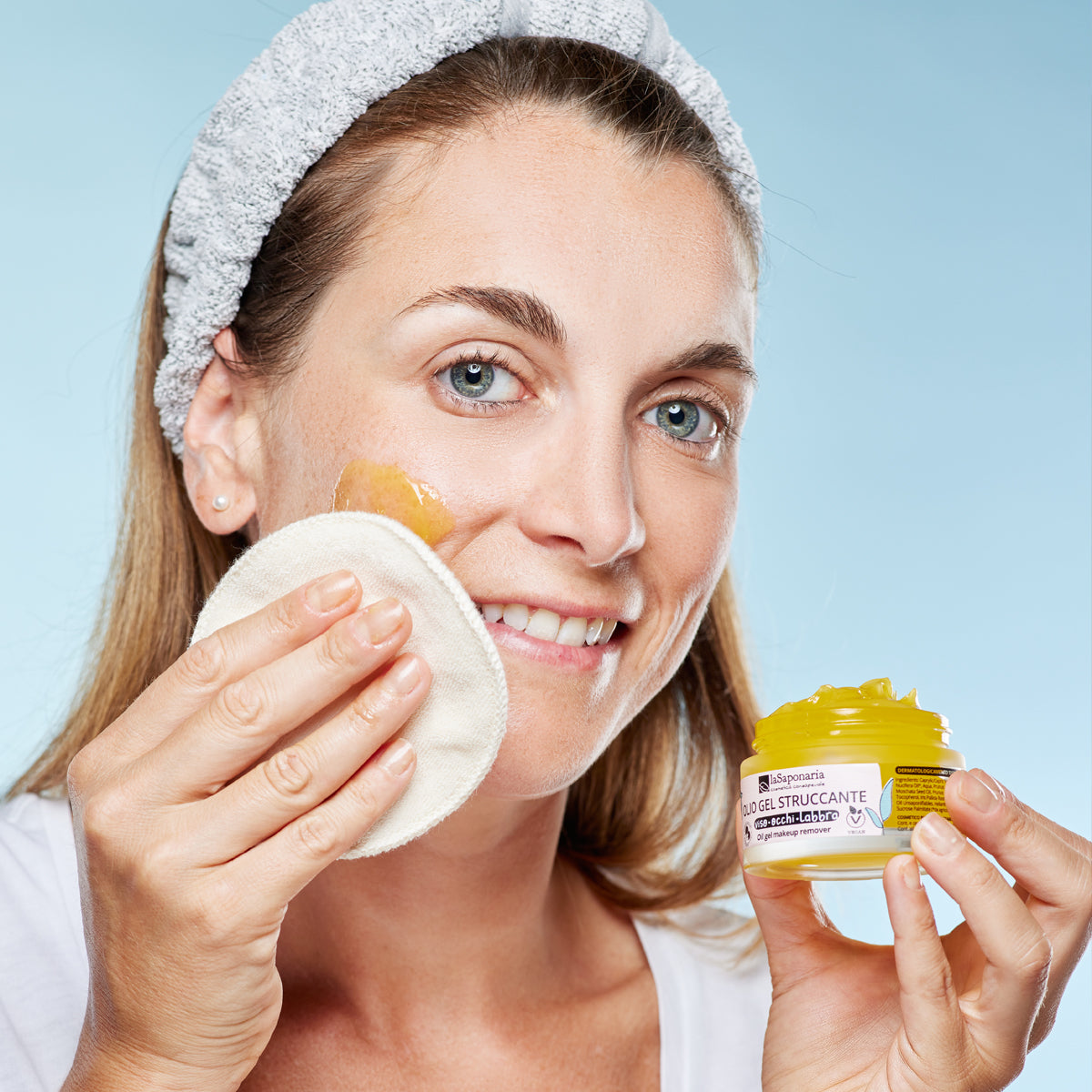 Olio gel struccante Viso, Occhi, Labbra - La Saponaria