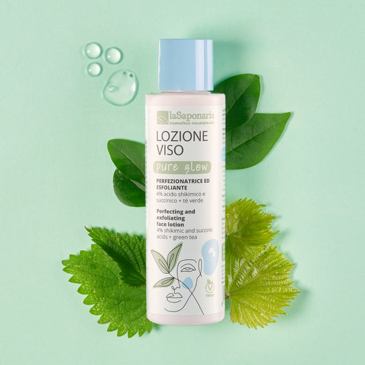 Lozione viso Pure Glow, Tonico esfoliante delicato - La Saponaria