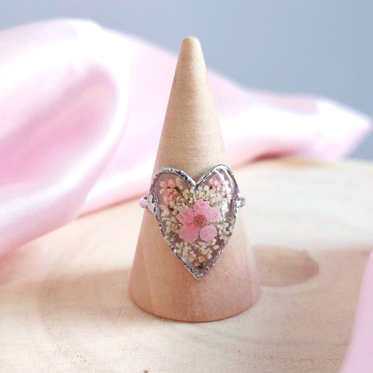 Anello "Cuore Fiorito" Rosa