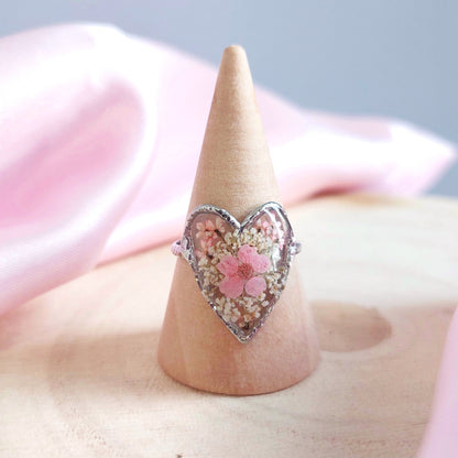 Anello "Cuore Fiorito" Rosa
