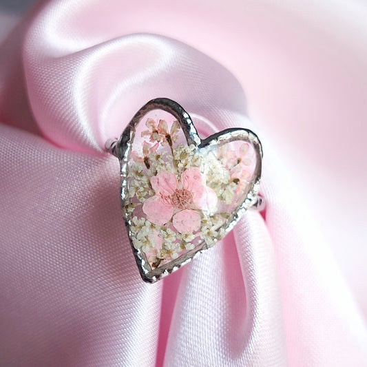 Anello "Cuore Fiorito" Rosa