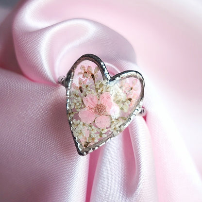 Anello "Cuore Fiorito" Rosa