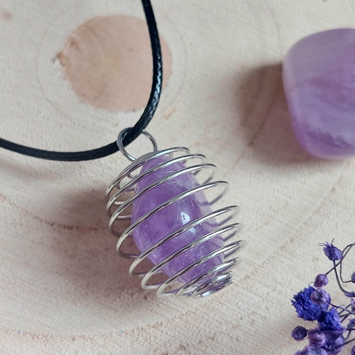 Collana con ciondolo gabbietta con ametista