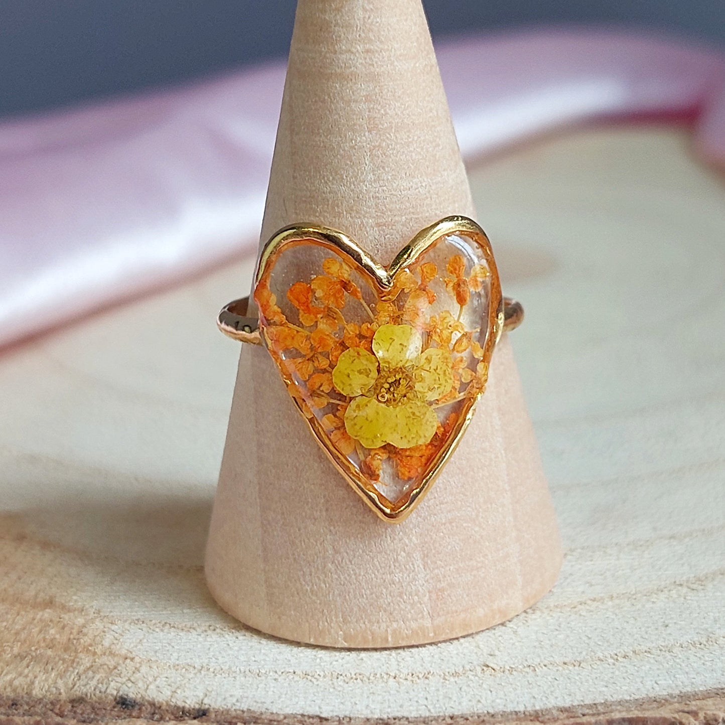 Anello "Cuore Fiorito" Giallo