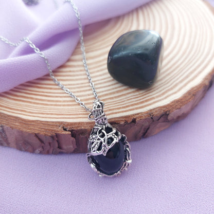 Collana con ciondolo in Ossidiana