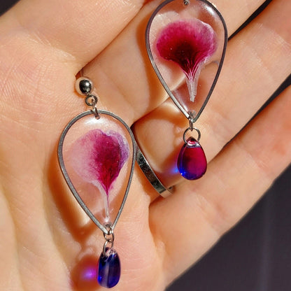 Collana e Orecchini con petali di Geranio