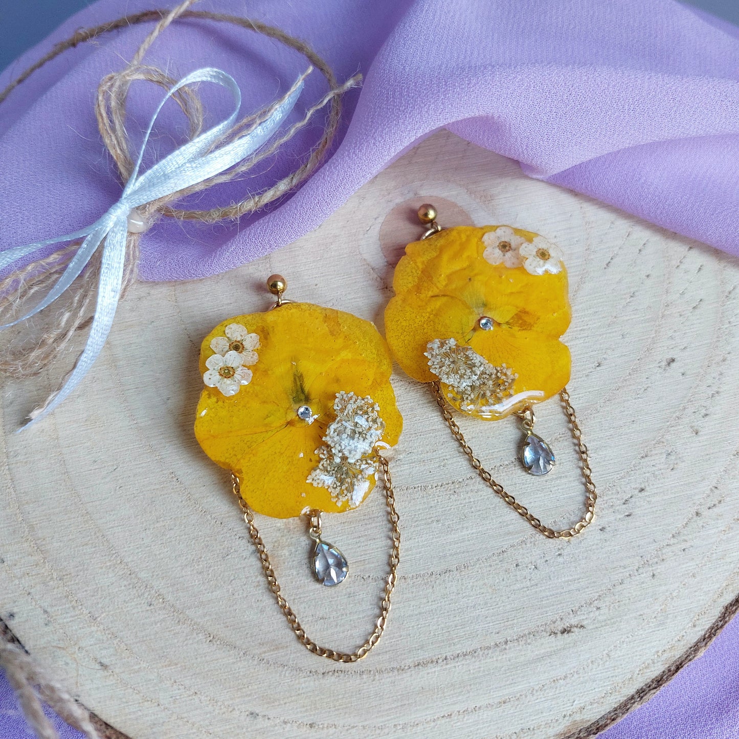 Orecchini "Incanto Botanico" con Viole del Pensiero