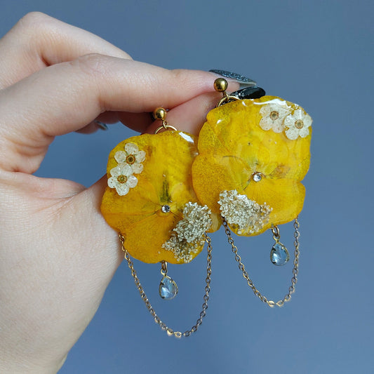 Orecchini "Incanto Botanico" con Viole del Pensiero