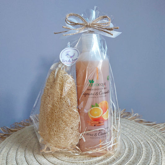 Set Regalo "Agrumi e Pelle Nuova" - Bagnodoccia + Luffa esfoliante
