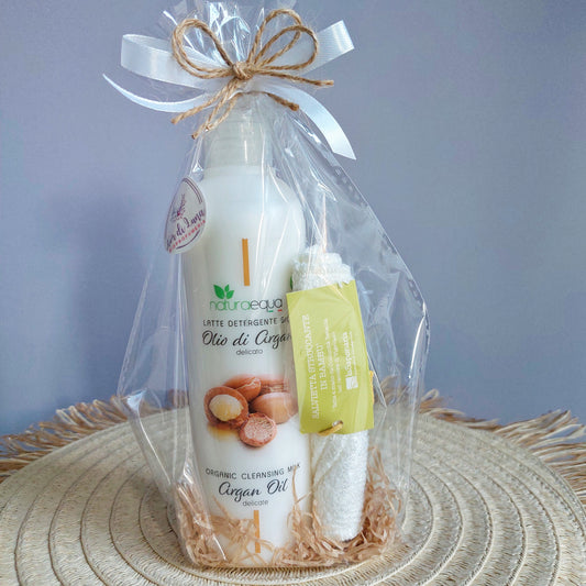 Set Regalo "Argan e Delicatezza" - Latte Detergente + Salvietta Struccante Riutilizzabile