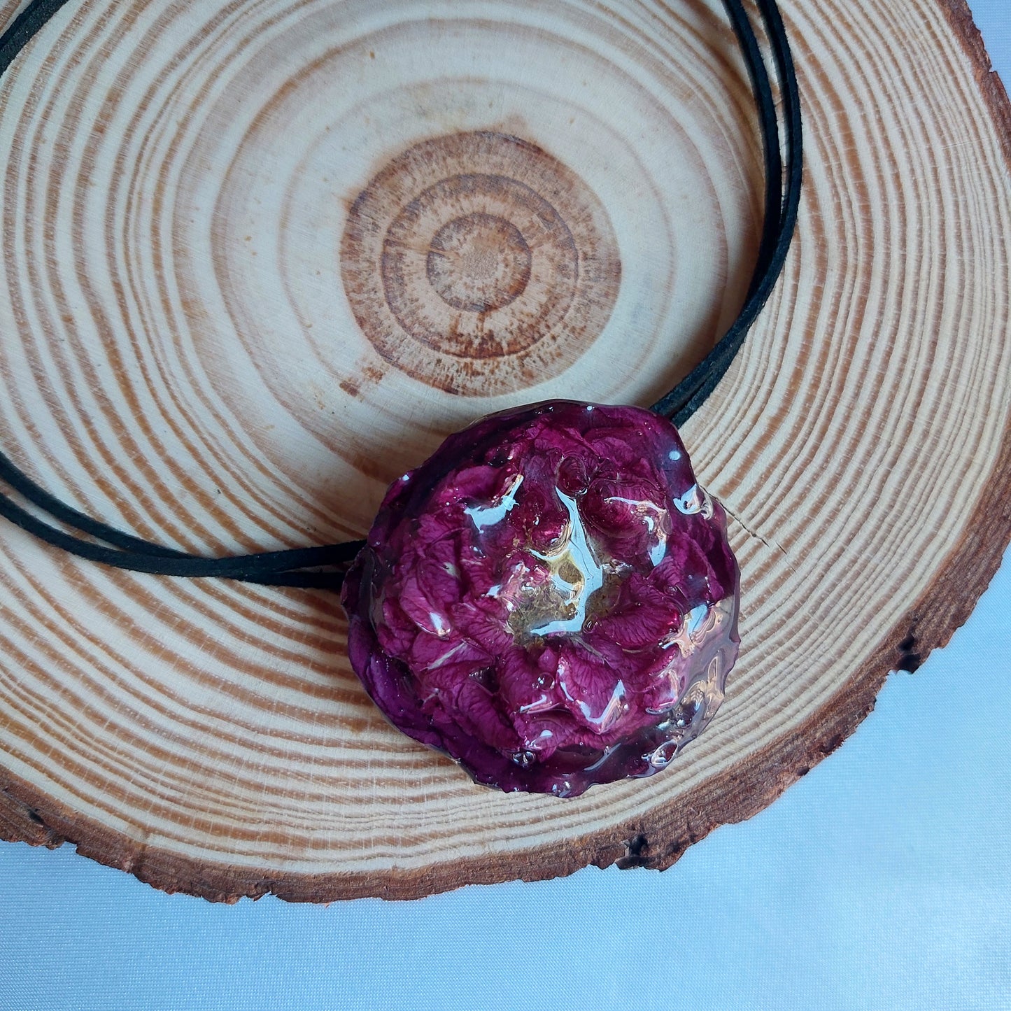 Choker Rosa Rossa - Gioiello Botanico Fatto a Mano
