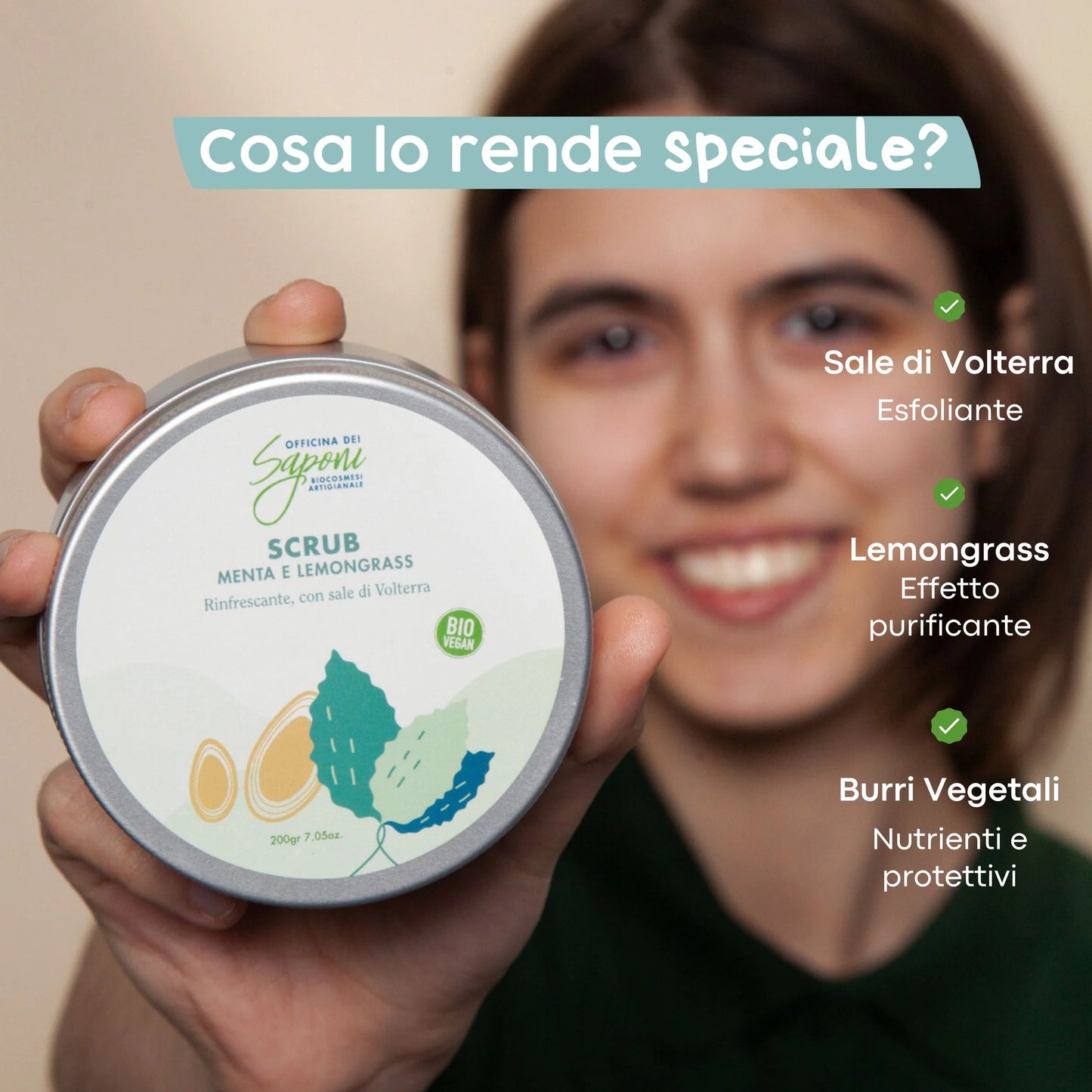 Scrub corpo biologico Menta e Lemongrass - Officina dei Saponi