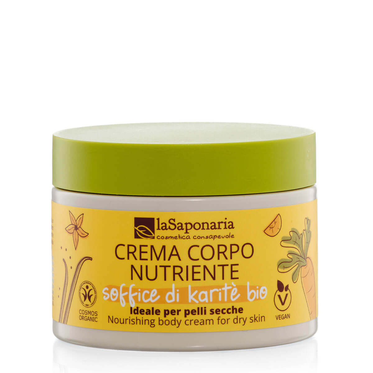 Crema corpo nutriente Carota e Vaniglia - Soffice di Karite La Saponaria
