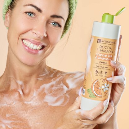 Doccia Shampoo Family Arancio Bio e Vitamina C Idratante e Rivitalizzante 500ml - La Saponaria