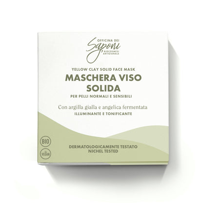Maschera viso solida illuminante e tonificante con argilla gialla e olio di angelica fermentata - Officina dei Saponi
