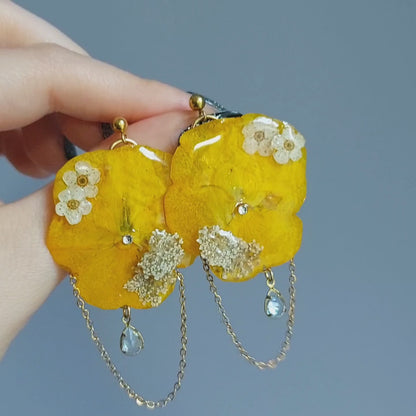 Orecchini "Incanto Botanico" con Viole del Pensiero