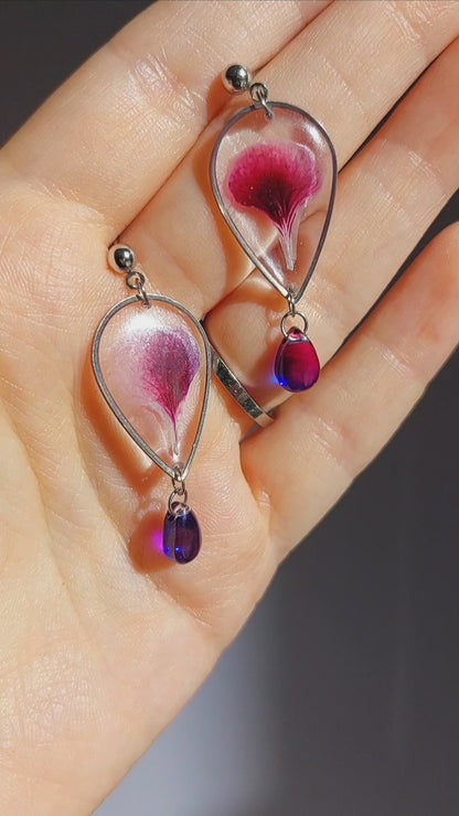 Collana e Orecchini con petali di Geranio