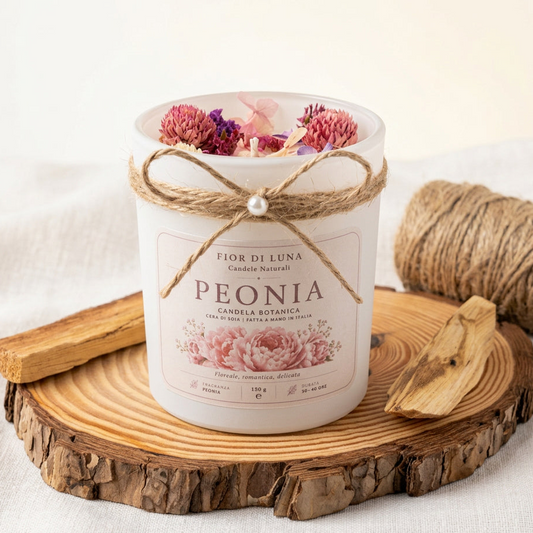 Candela Botanica Fior di Luna Fatta a Mano - Peonia