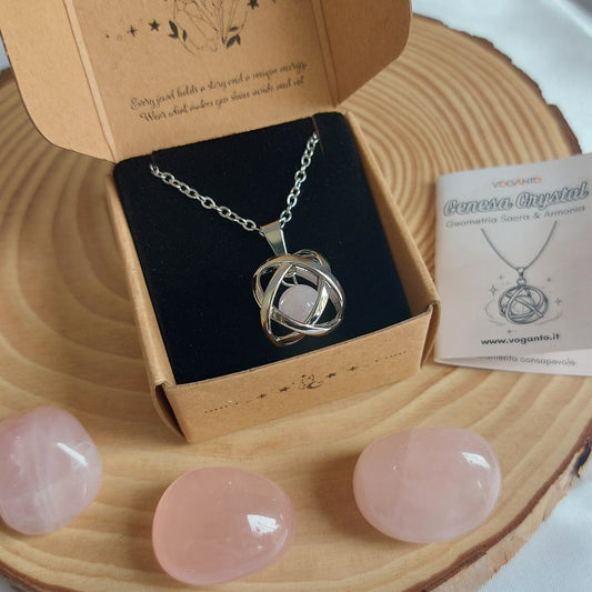 Collana Genesa con Quarzo Rosa