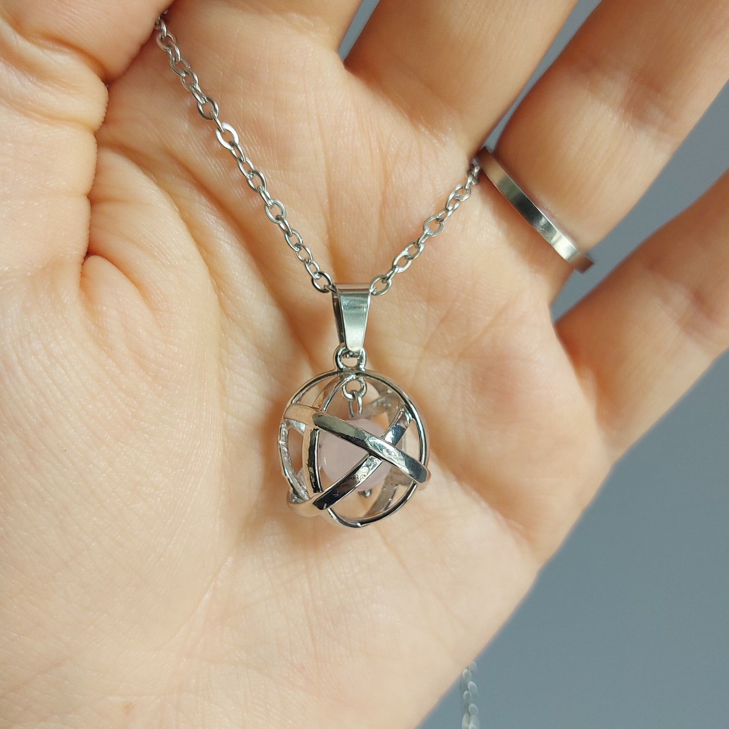 Collana Genesa con Quarzo Rosa