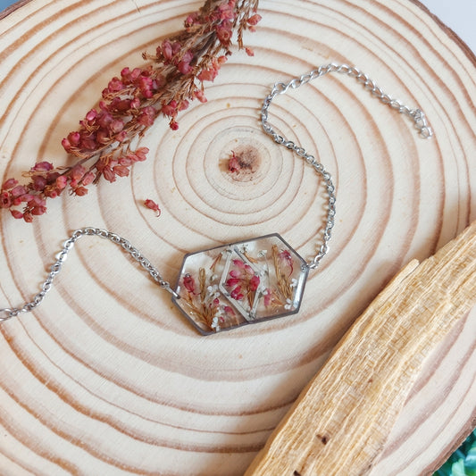 Bracciale Botanico con Fiori di Erica e Carota Selvatica