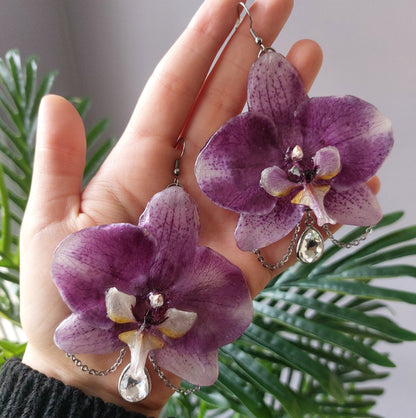 Orecchini e Collana con vere orchidee - Parure Botanica "Orchidee di Luce"